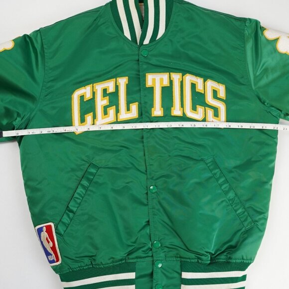 Boston Celtics Satin Green Starter Bomber Jacket - Mens Medium - Vintage 80s/90s - Picture 8 of 9